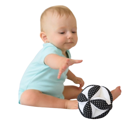 MyMoo Montessori grijpbal - Stippen/zwartwit
