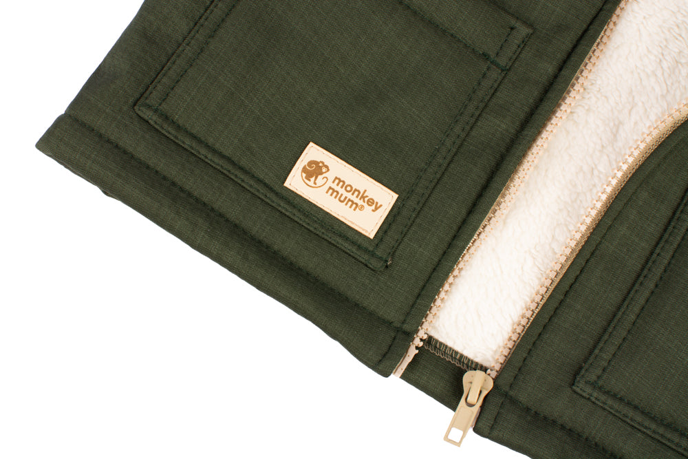 Kinder-winter-softshelljas met teddyfleece Monkey Mum® - Khaki boswachtertje