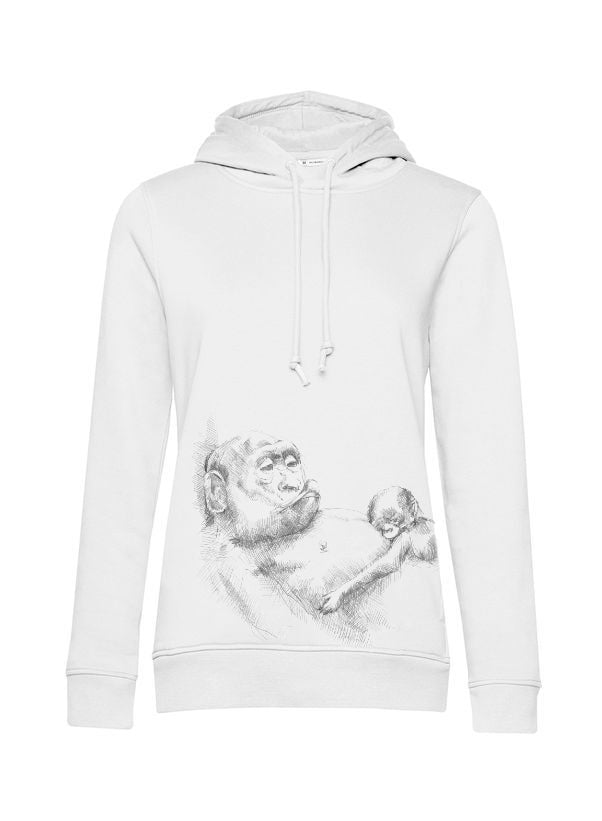Borstvoedingshoodie Monkey Mum® wit - aapje, 2e kwaliteit - maat XL