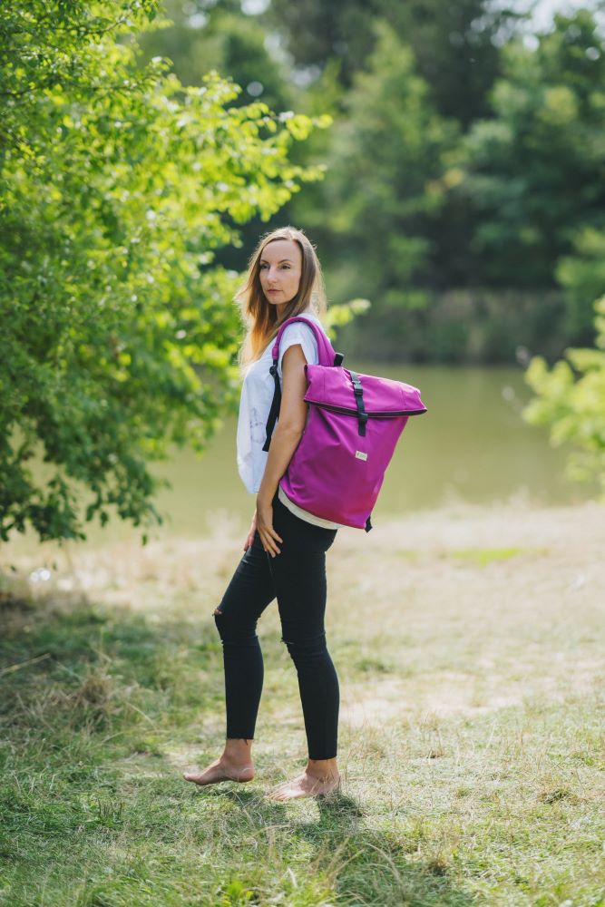 Monkey Mum® Sac à dos intégré en softshell pour porte-bébé Carrie - Framboise juteuse