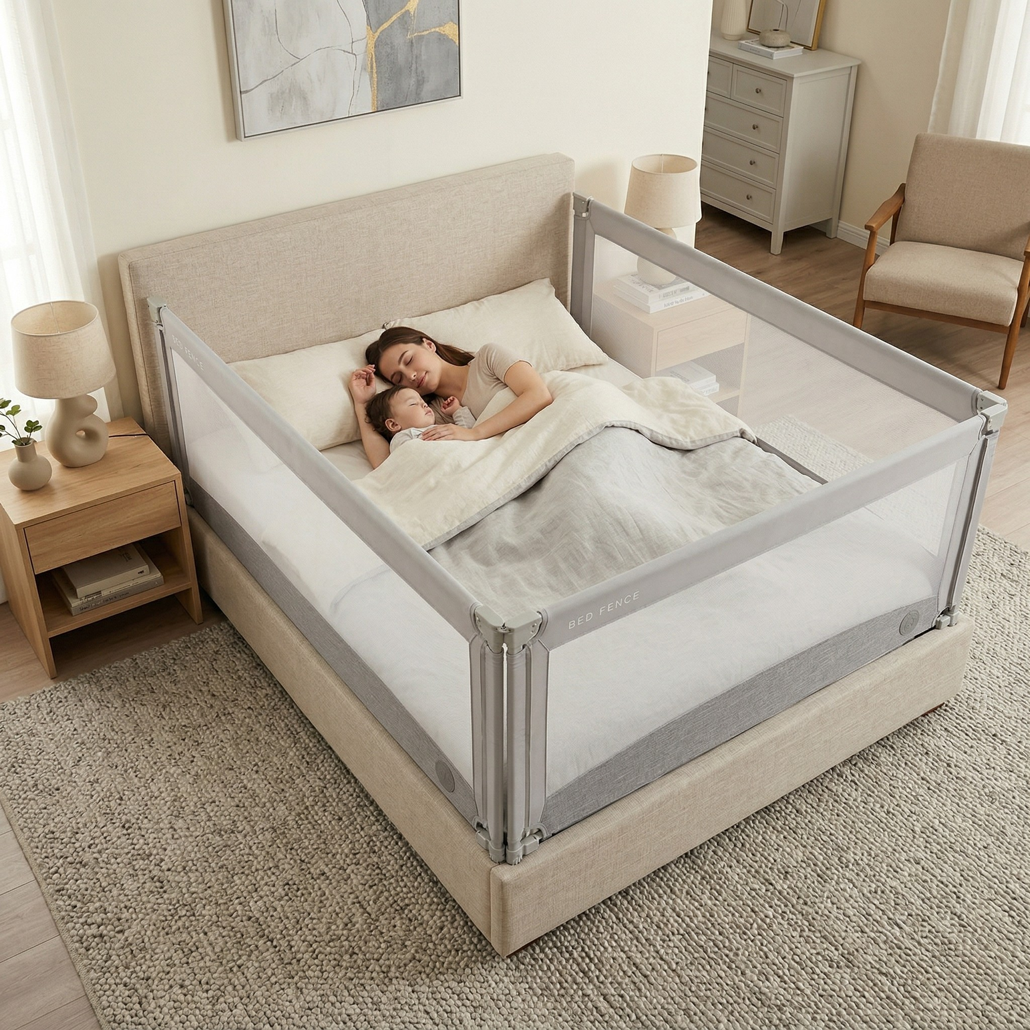 Bedhekje Monkey Mum® Economy - lichtgrijs - uitgepakt