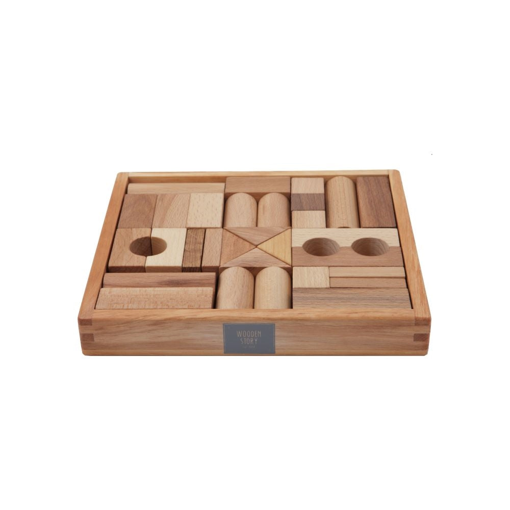 Wooden Story Cubes dans la boîte en bois - 30 pcs - Naturel