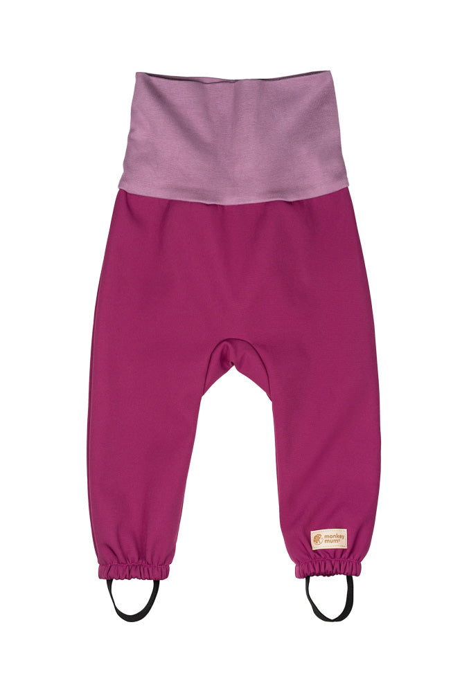 Meegroeiende softshellbroek voor kinderen met membraan Monkey Mum® - Sappige framboos