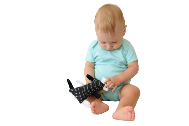 MyMoo Montessori grijpkussen - Stippen/zwart