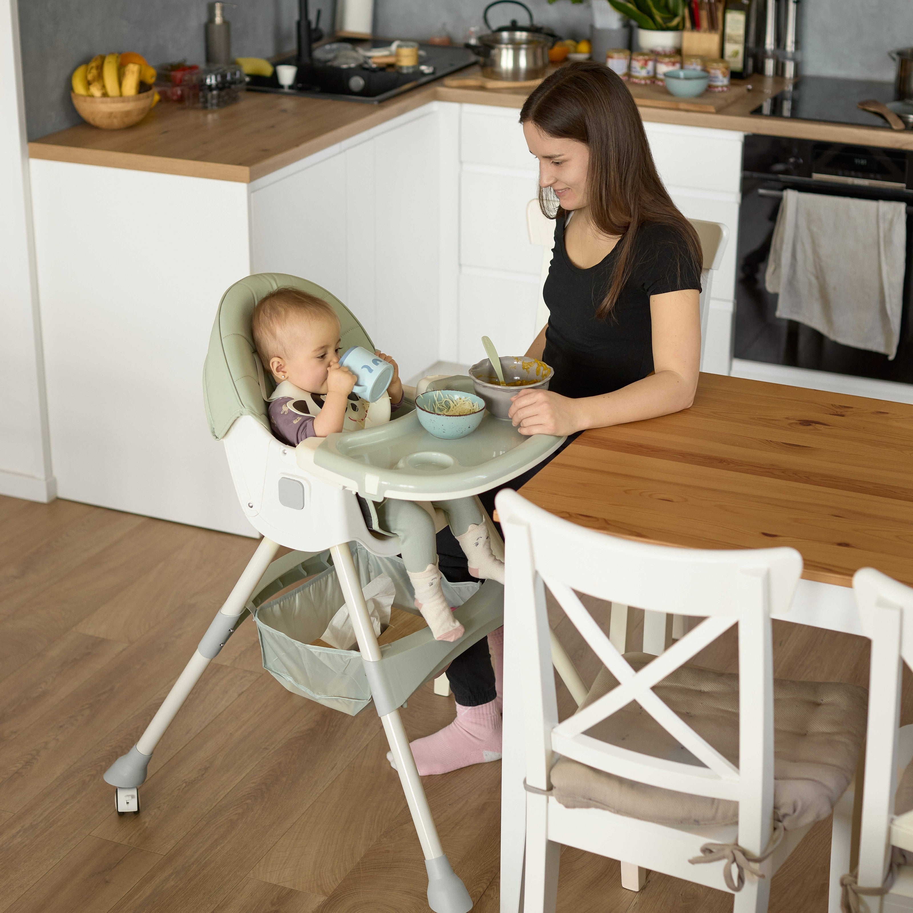 Kinder kinderstoel 2v1 Comfort - Groen Ornament
