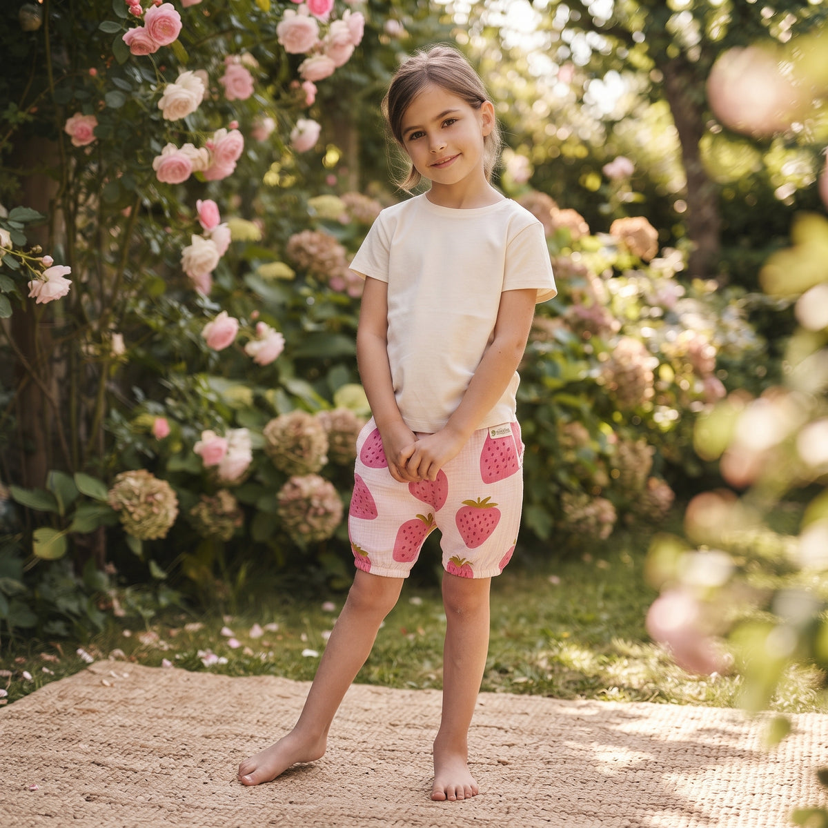 Short en mousseline Monkey Mum® - Fraise