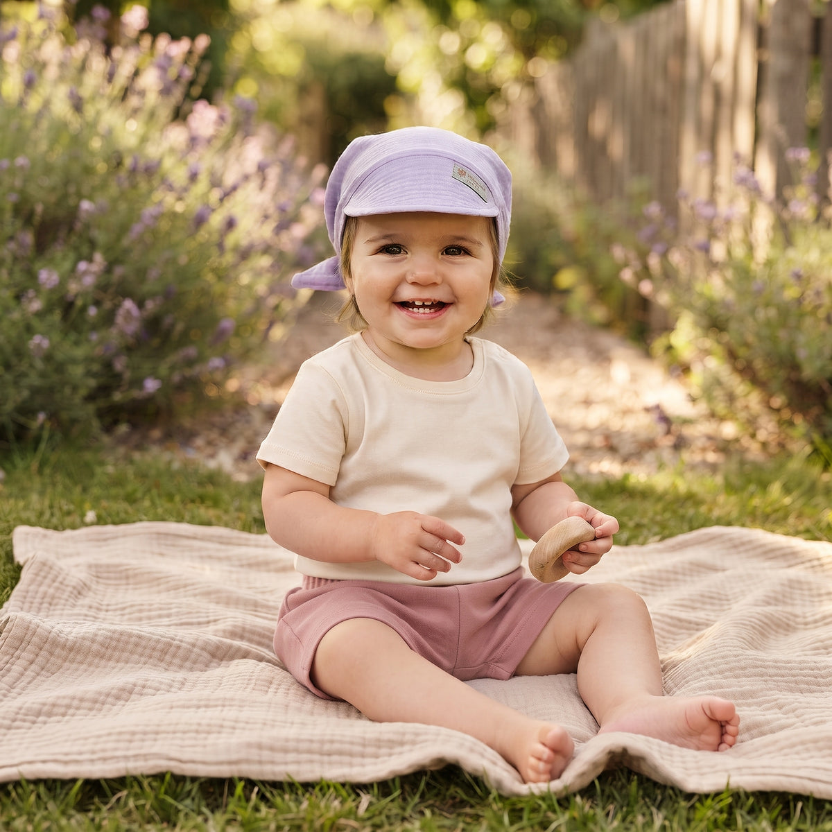 Foulard en mousseline avec visière Monkey Mum® - Violette