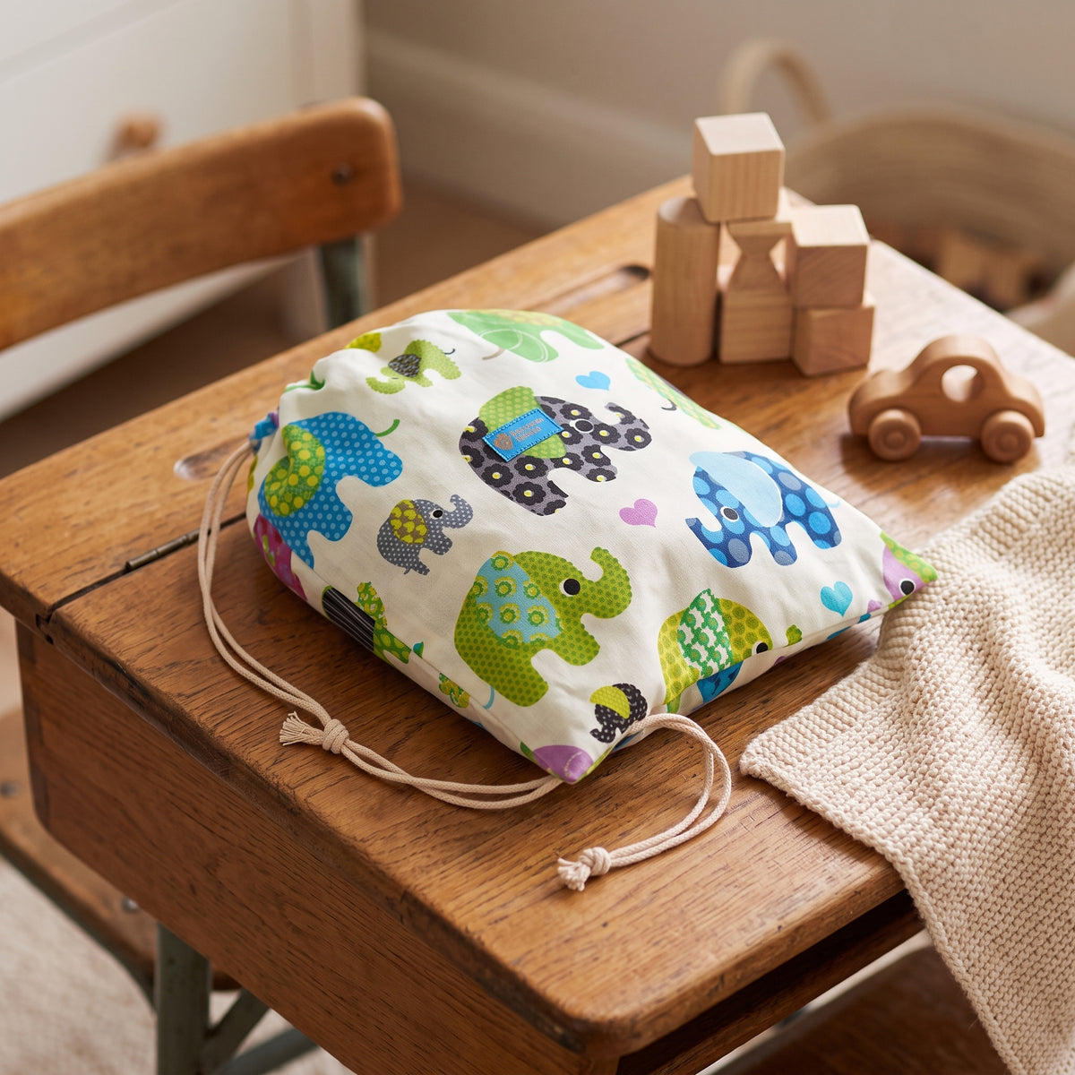 Sac en tissu Monkey Mum® - Éléphant joyeux