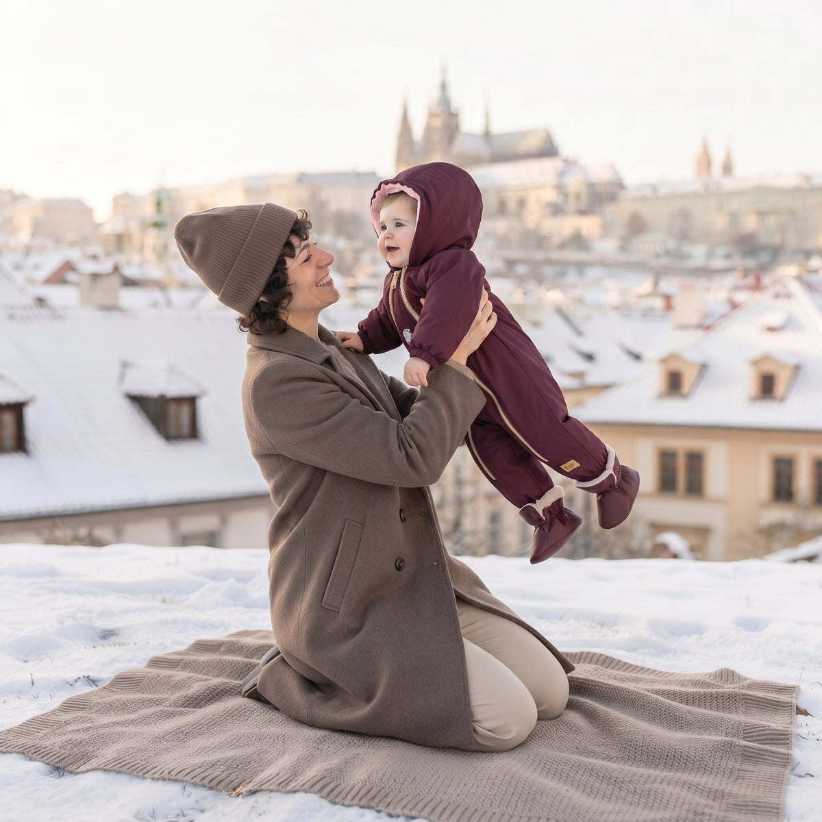 Monkey Mum® Kinder-winter-softshellpak met teddyfleece - Bordeaux Roodkapje - maat 62/68, 74/80