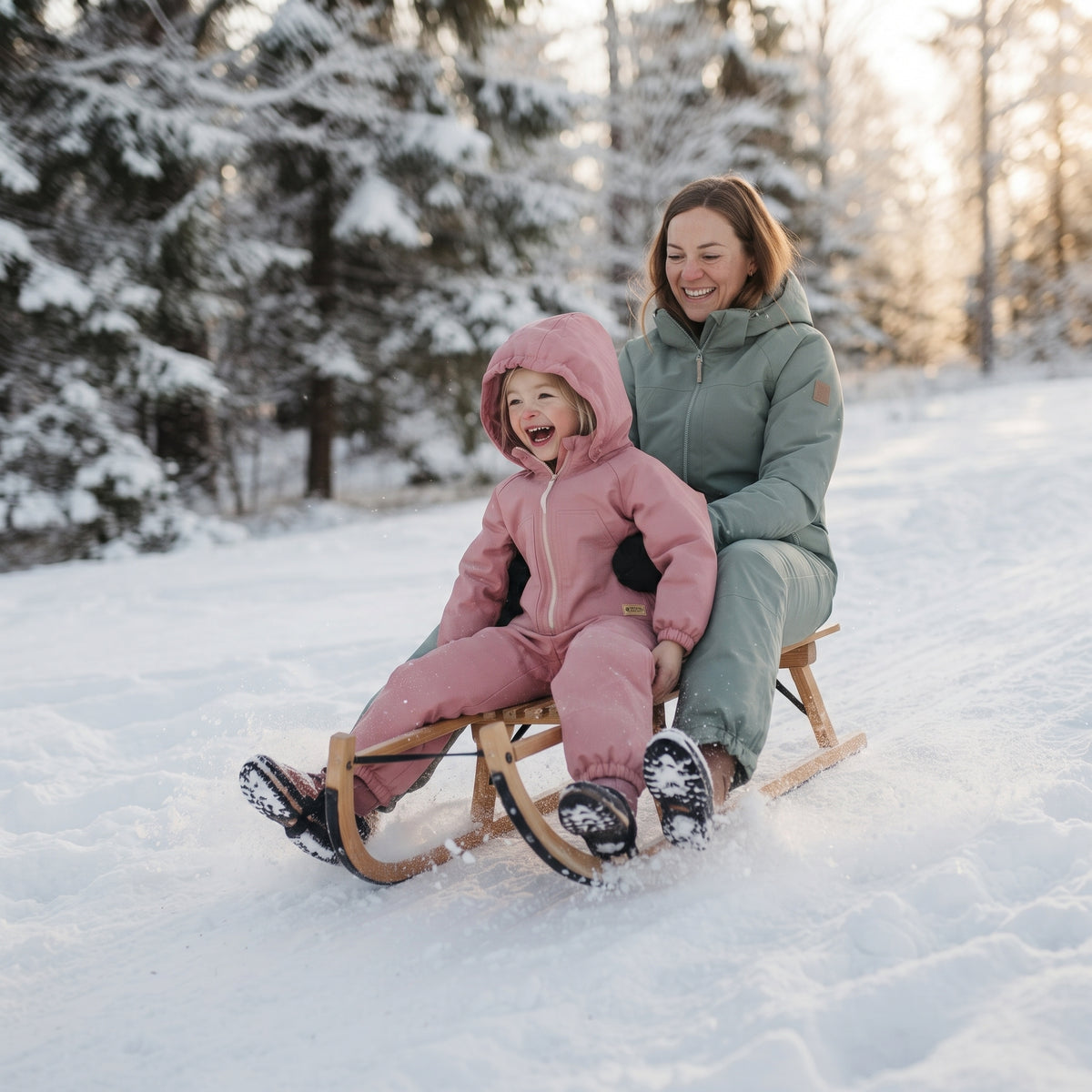 Monkey Mum® Kinder winter-softshelloverall met teddyvoering - Roze schaapje - maat 98/104, 110/116