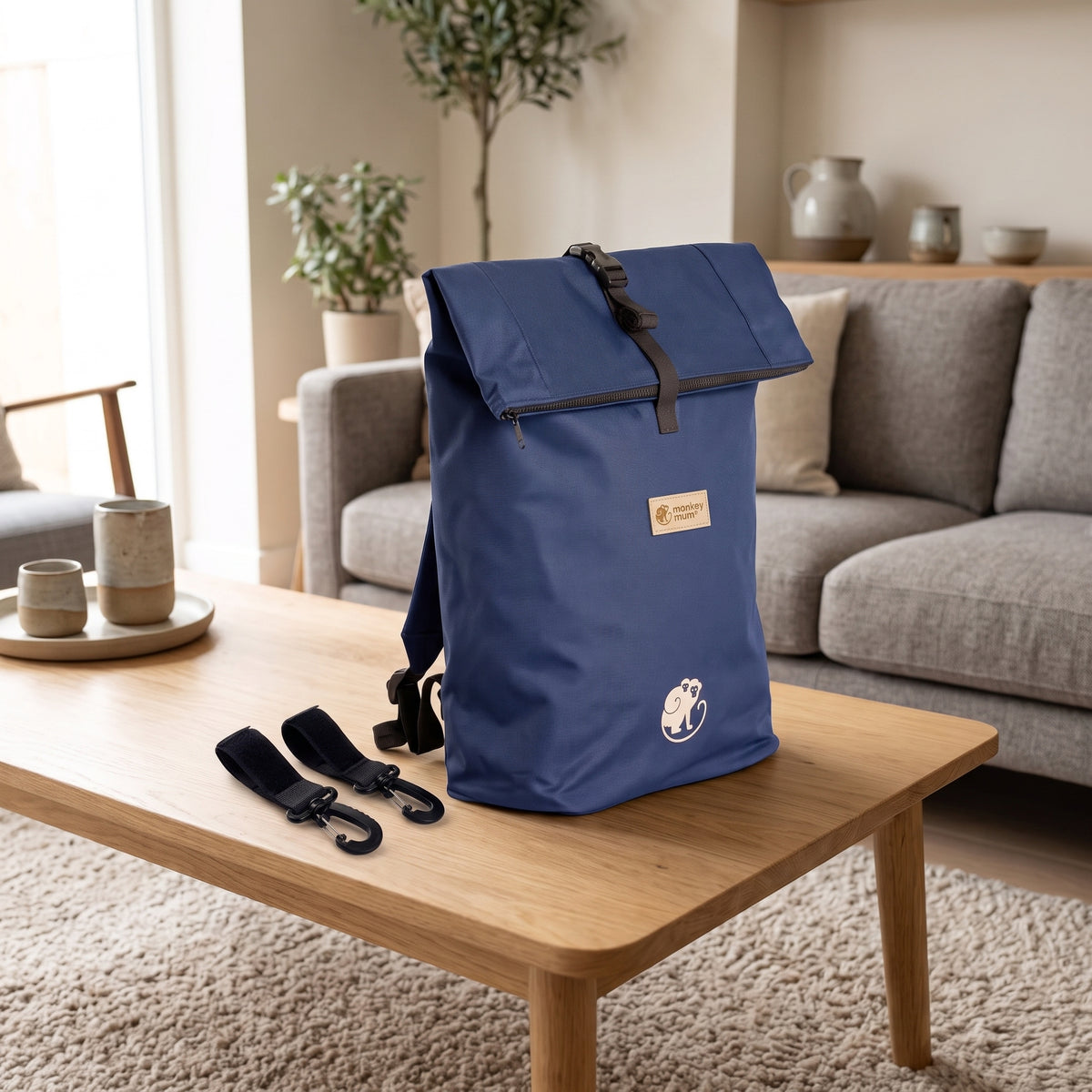 Monkey Mum® Sac à dos intégré en sergé pour porte-bébé Carrie - Bleu marine