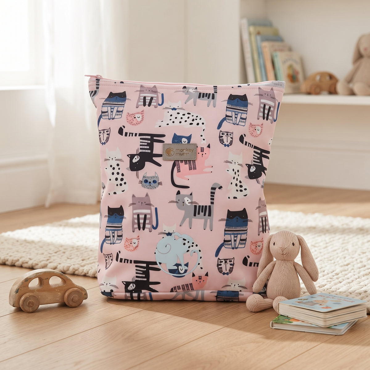 Petit sac à dos softshell pour enfant Monkey Mum® - Chats - Rose