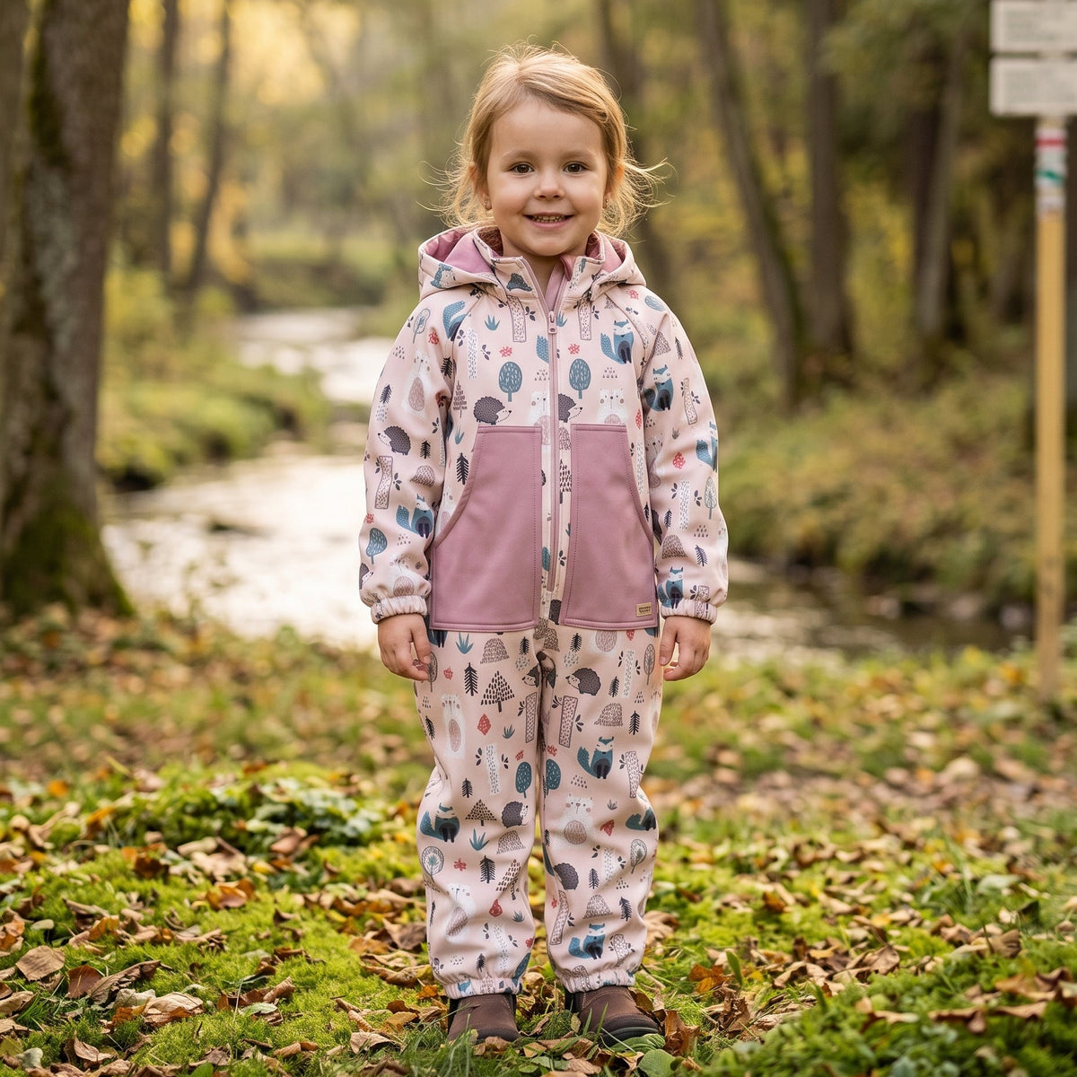 Monkey Mum® Combinaison softshell avec membrane – Animaux du jour - taille 98/104, 110/116