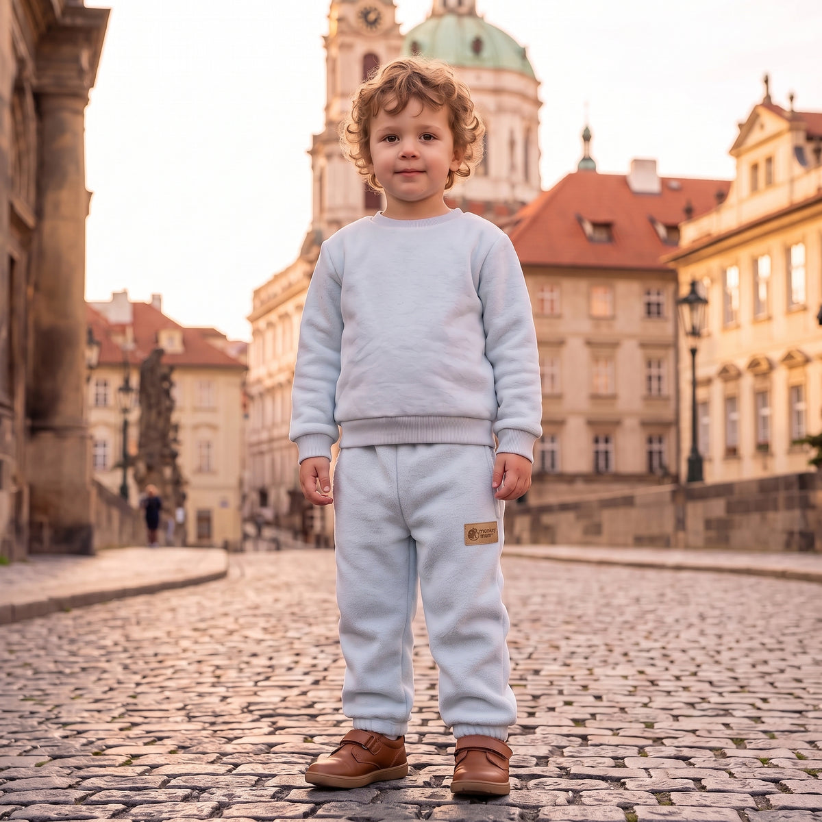 Monkey Mum® Pantalons de jogging en polaire - Bleu clair