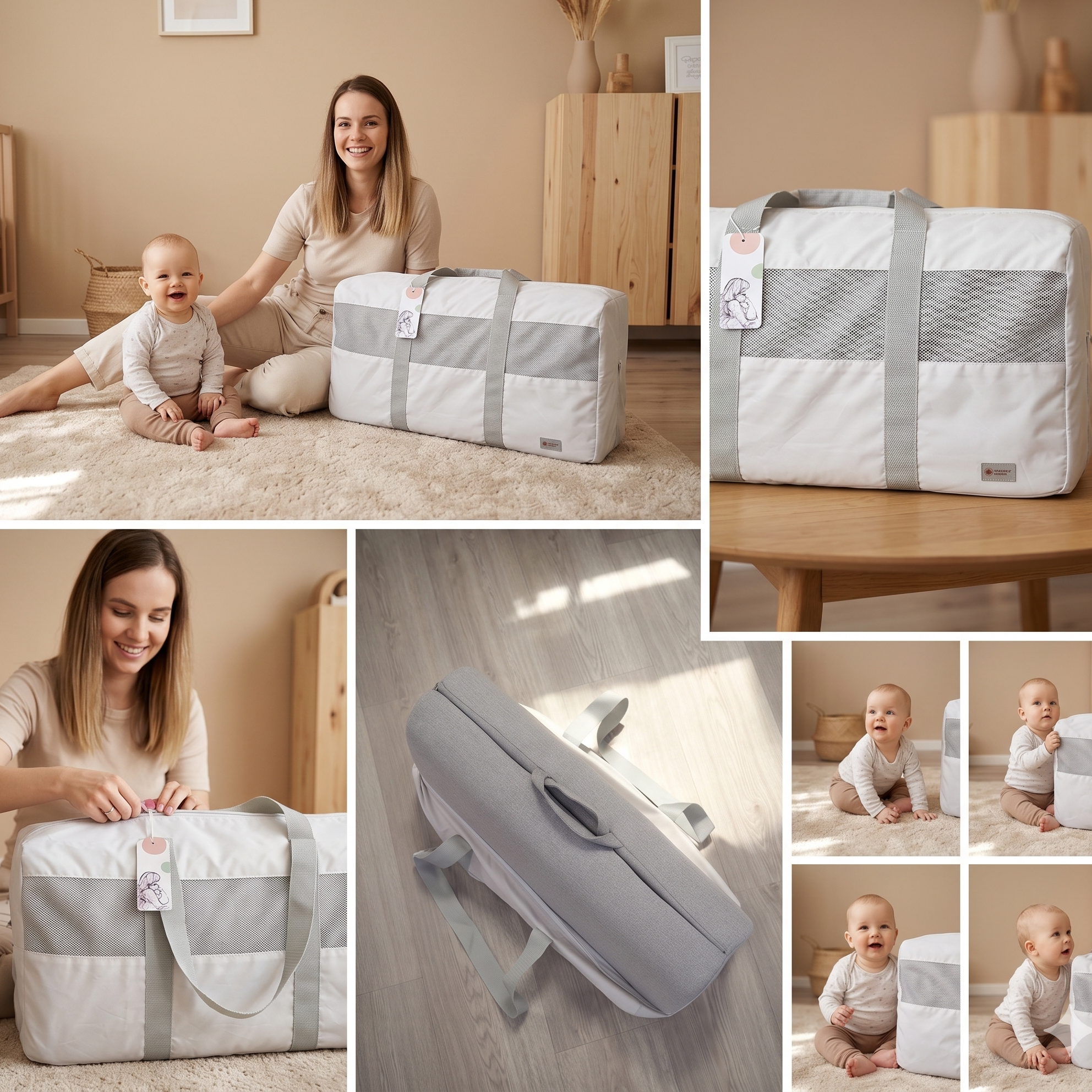 Sac de transport Monkey Mum® pour barrière de voyage - gris clair
