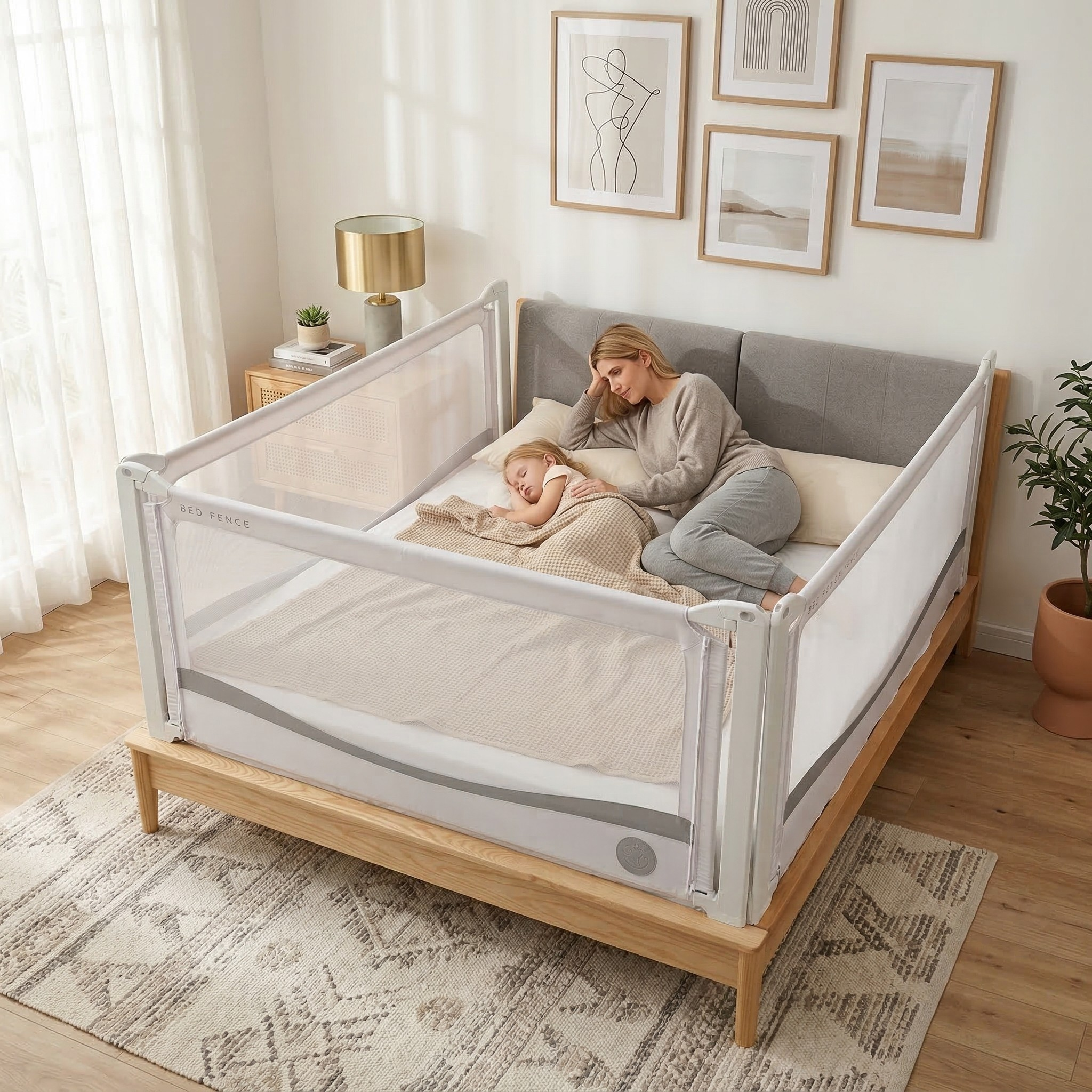 Bedhekje Monkey Mum® Premium - lichtgrijs - uitverkoop