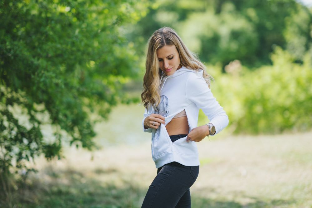 Sweat d’allaitement Monkey Mum® blanc - maman aimante