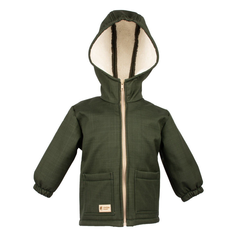 Kinder-winter-softshelljas met teddyfleece Monkey Mum® - Khaki boswachtertje
