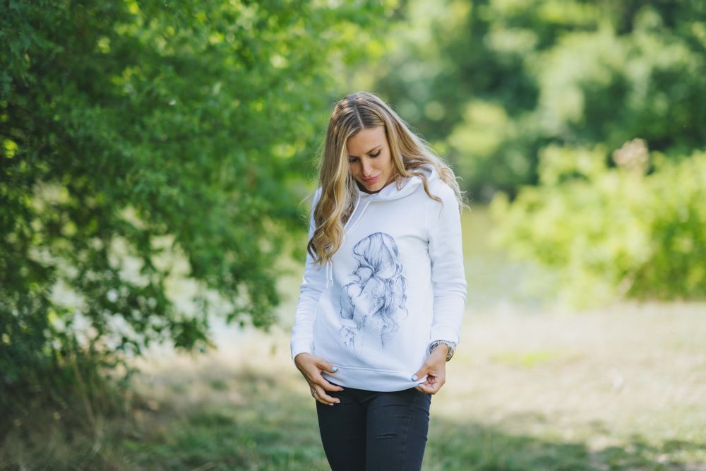 Sweat d’allaitement Monkey Mum® blanc - maman aimante, 2e qualité - taille L