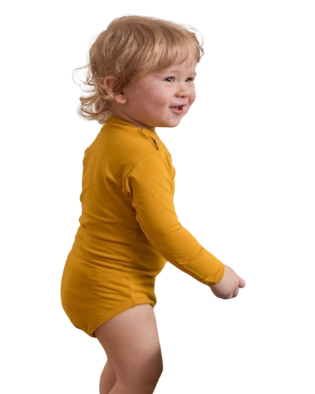 Babybody met lange mouwen - mosterdgeel - maat 56 of 62