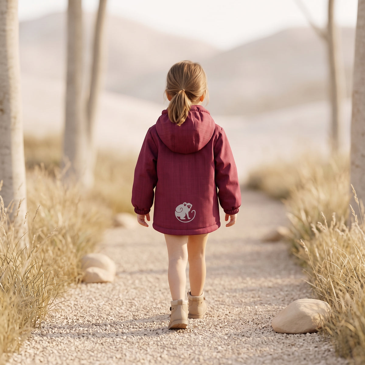 Veste softshell d’hiver pour enfant avec mouton Monkey Mum® - Petit Chaperon rouge bordeaux