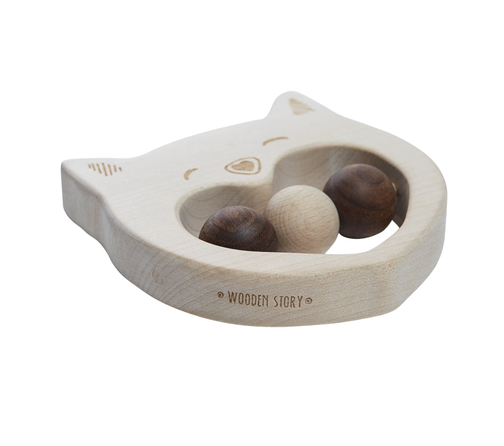 Wooden Story Hochet - Chat joyeux