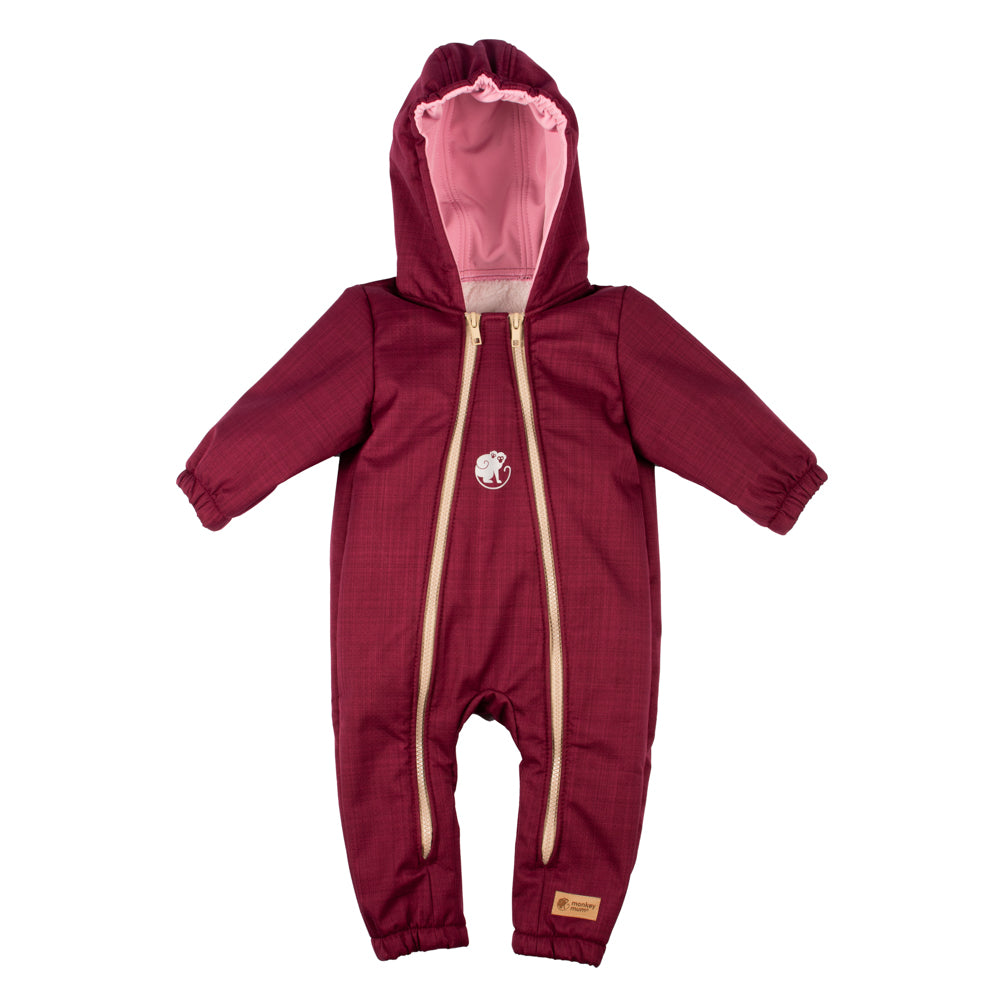 Monkey Mum® Combinaison d’hiver softshell enfant avec doublure en mouton - Petit Chaperon rouge bordeaux - t. 62/68, 74/80