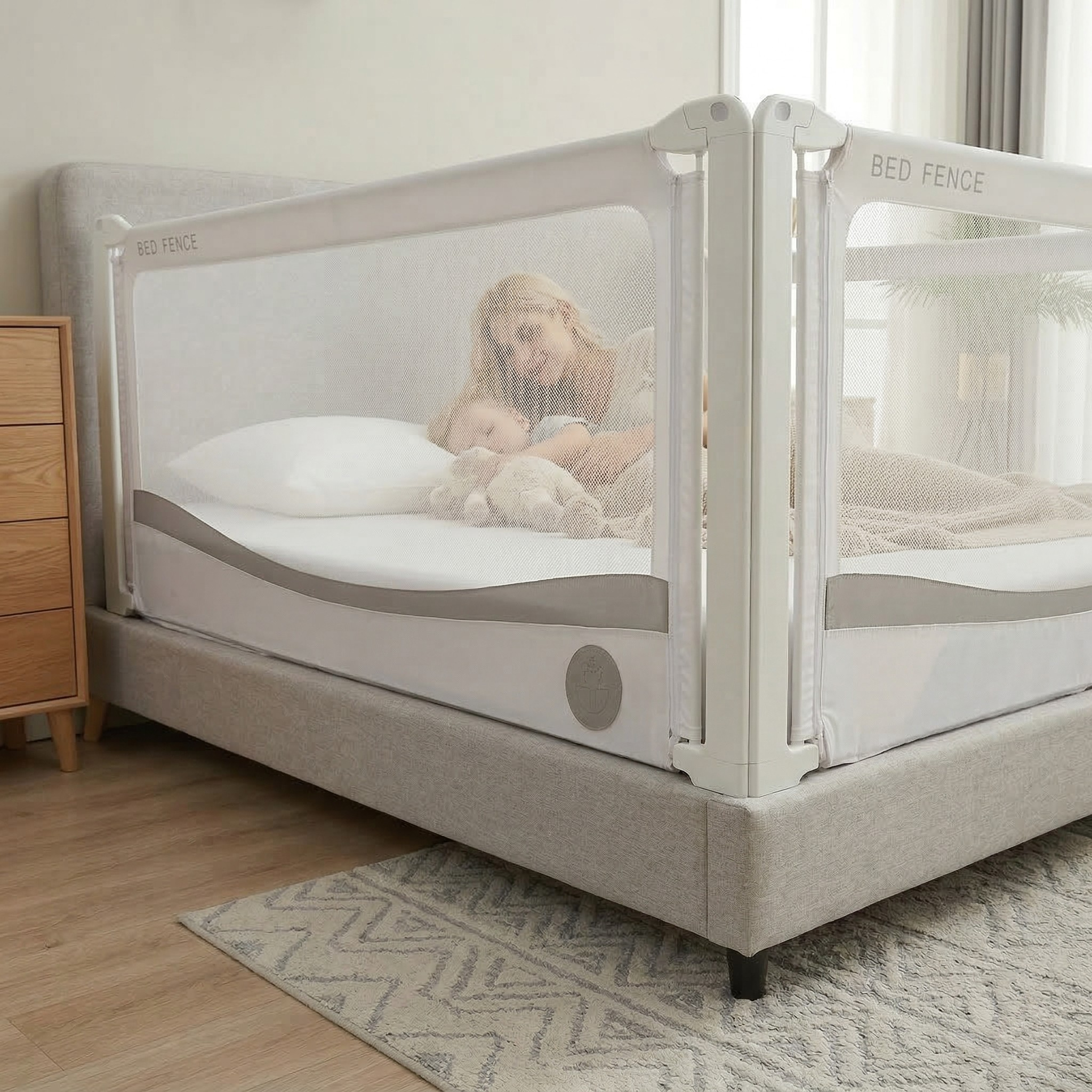 Bedhekje Monkey Mum® Premium - lichtgrijs - uitverkoop