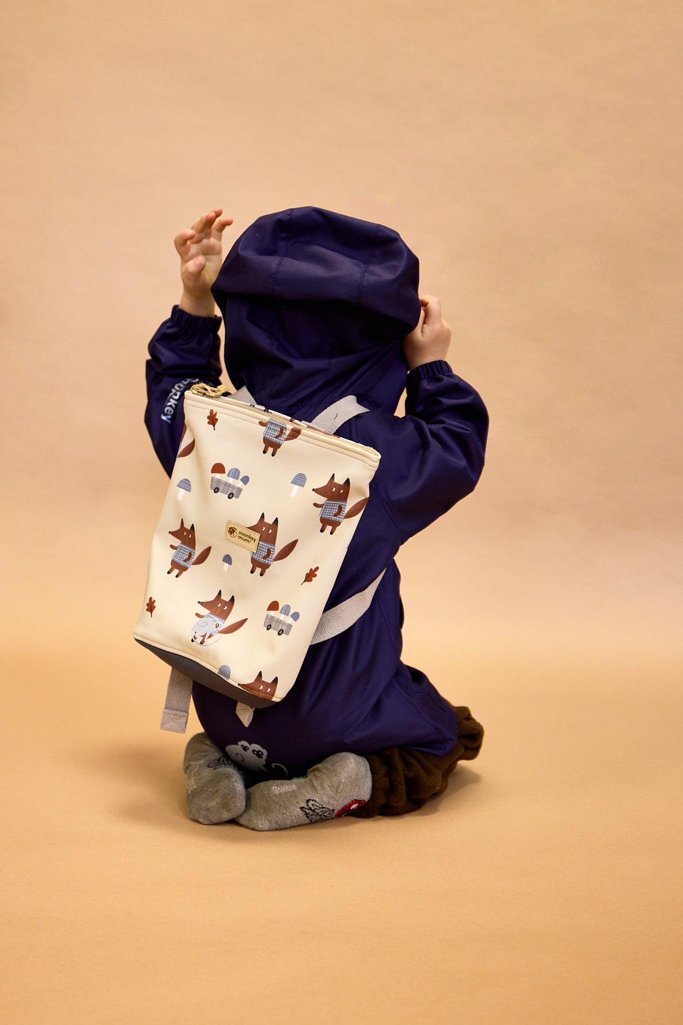 Petit sac à dos softshell pour enfant Monkey Mum® - Renards aux champignons