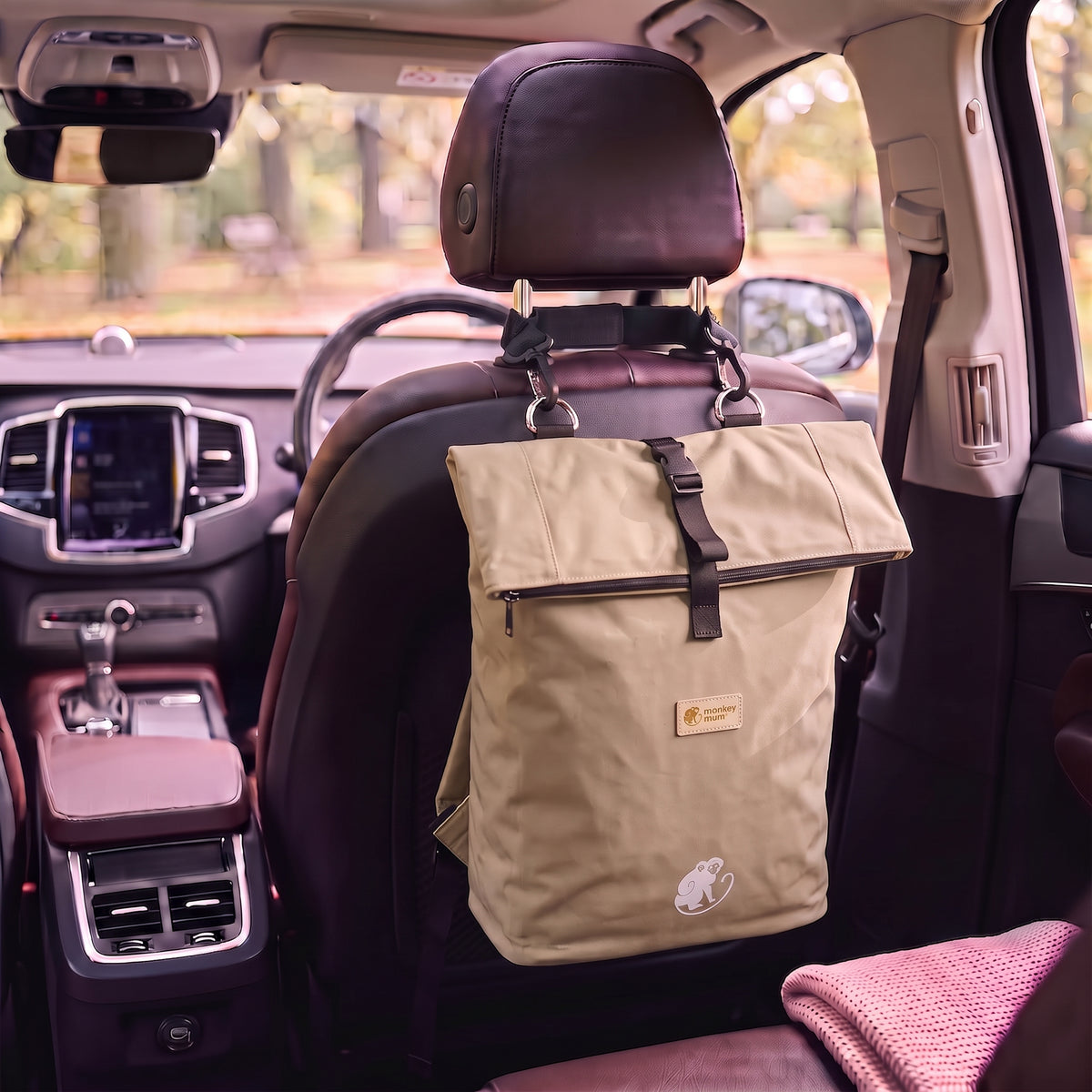 Monkey Mum® Twill rugzak voor kinderwagen – Woestijnzand