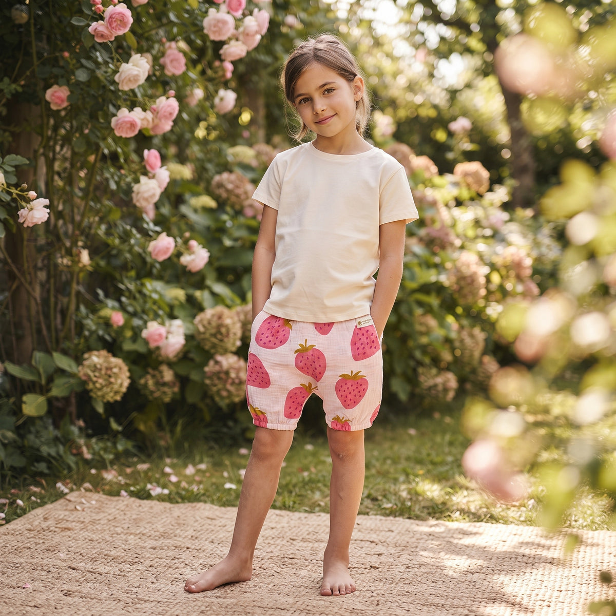 Short en mousseline Monkey Mum® - Fraise