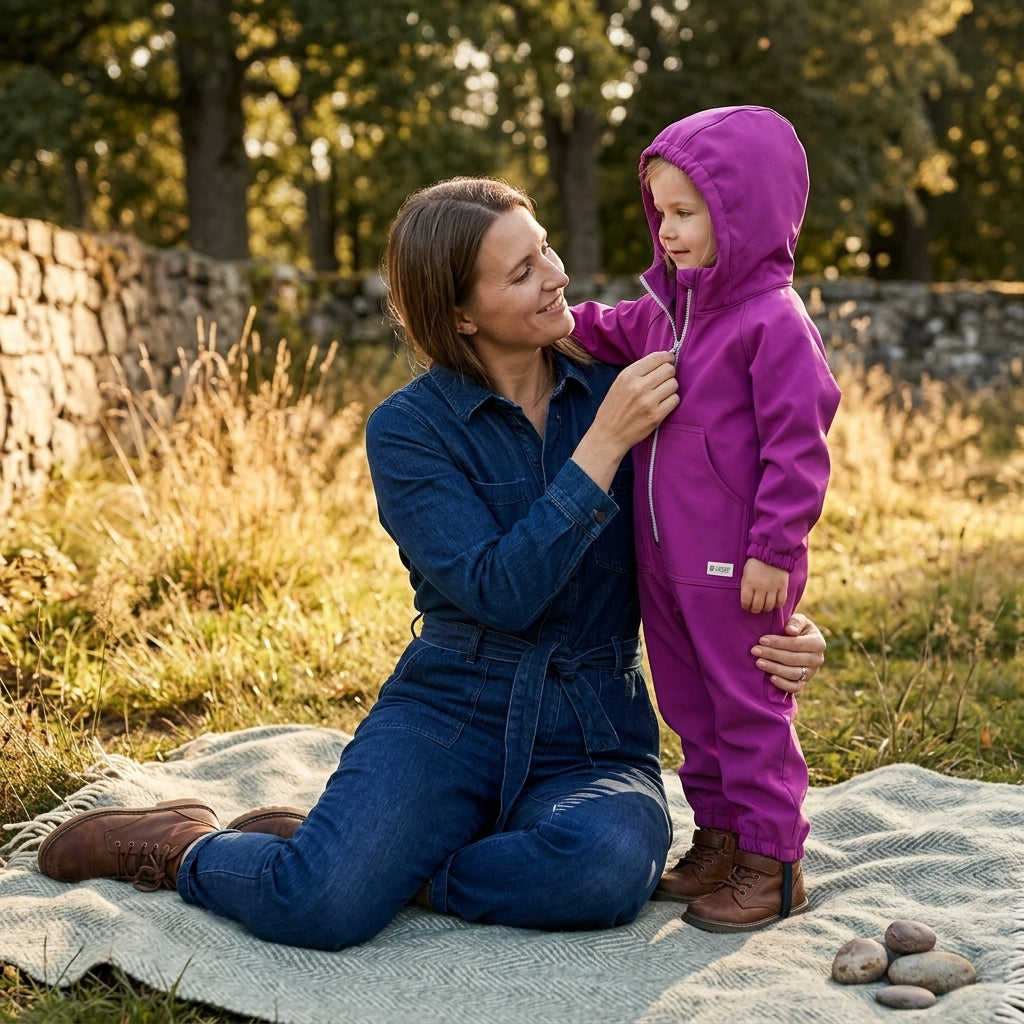 Monkey Mum® Combinaison softshell avec membrane – Framboise juteuse - taille 98/104, 110/116