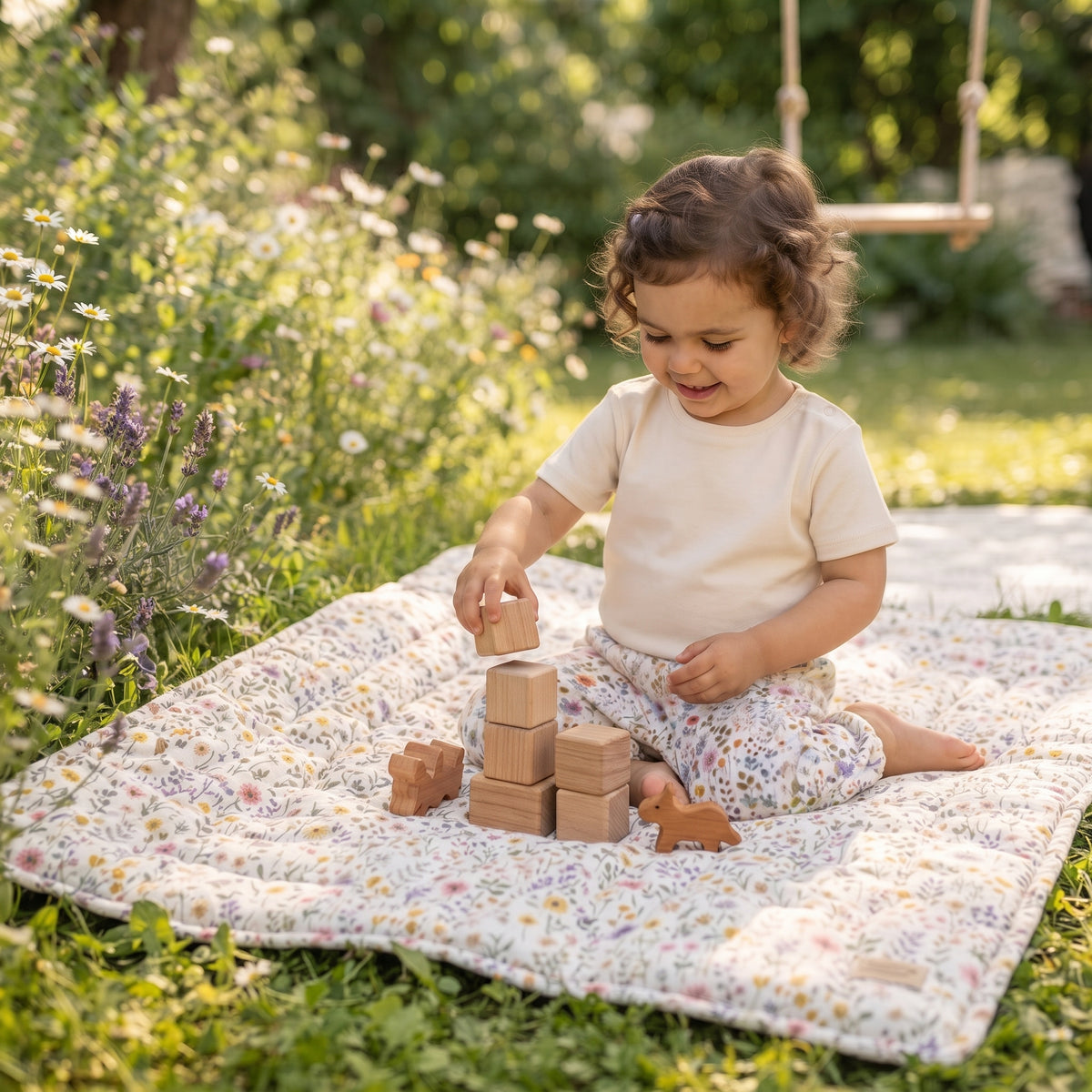 Short en mousseline Monkey Mum® - Prairie fleurie