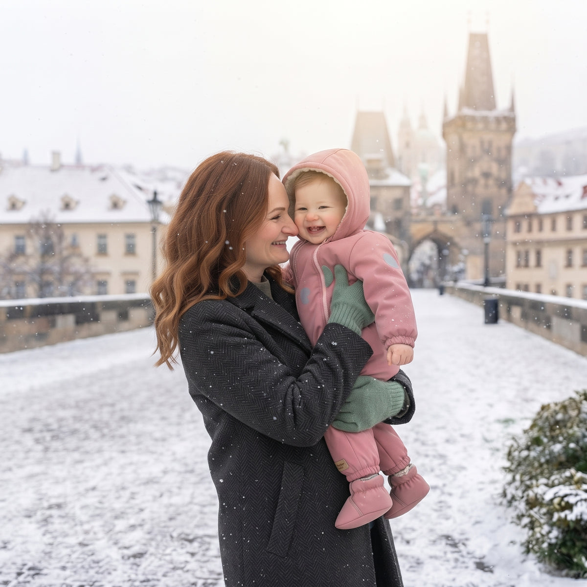 Monkey Mum® Kinder-winter-softshellpak met teddyfleece - Roze schaapje - maat 62/68, 74/80