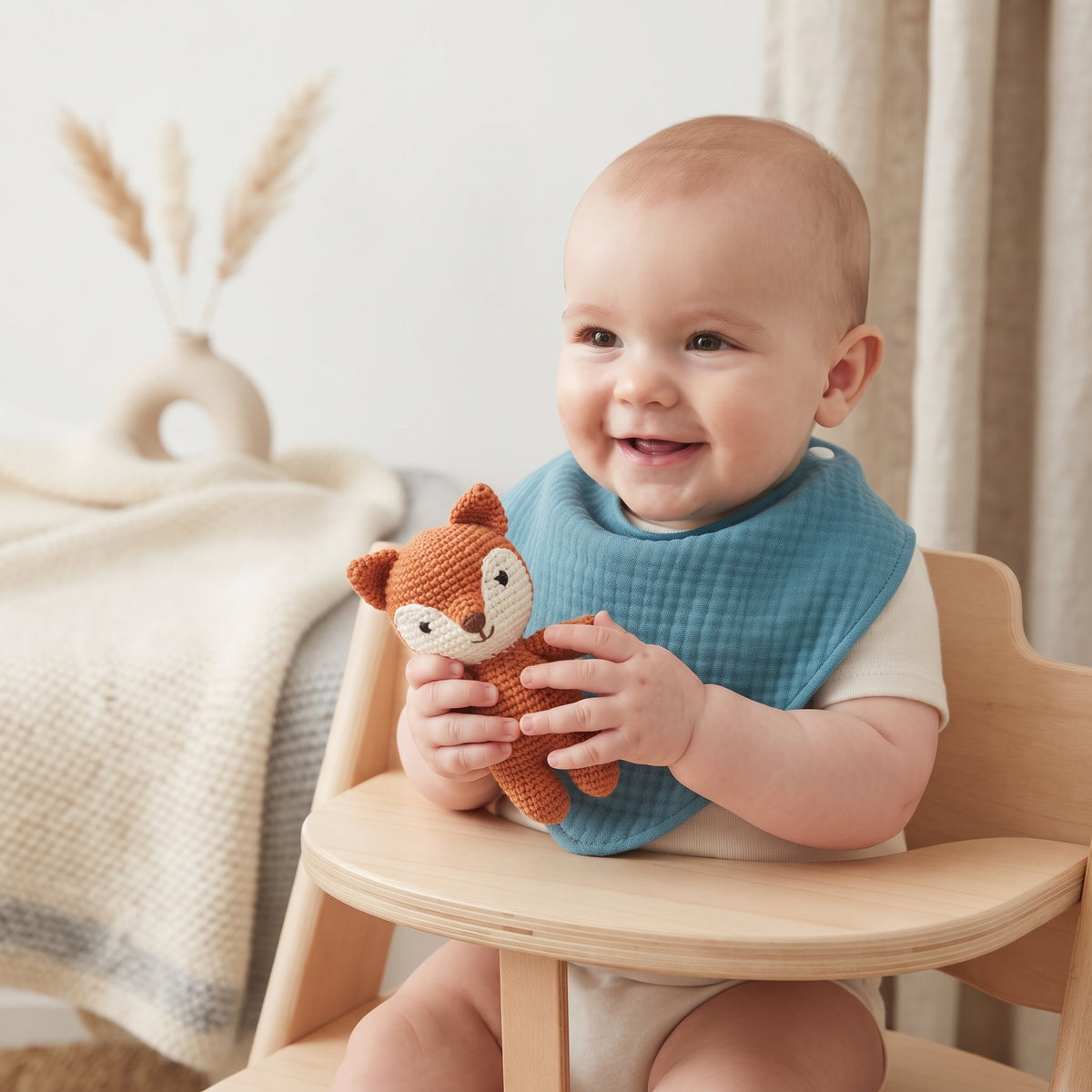 Bavoir en mousseline Monkey Mum® - Menthe