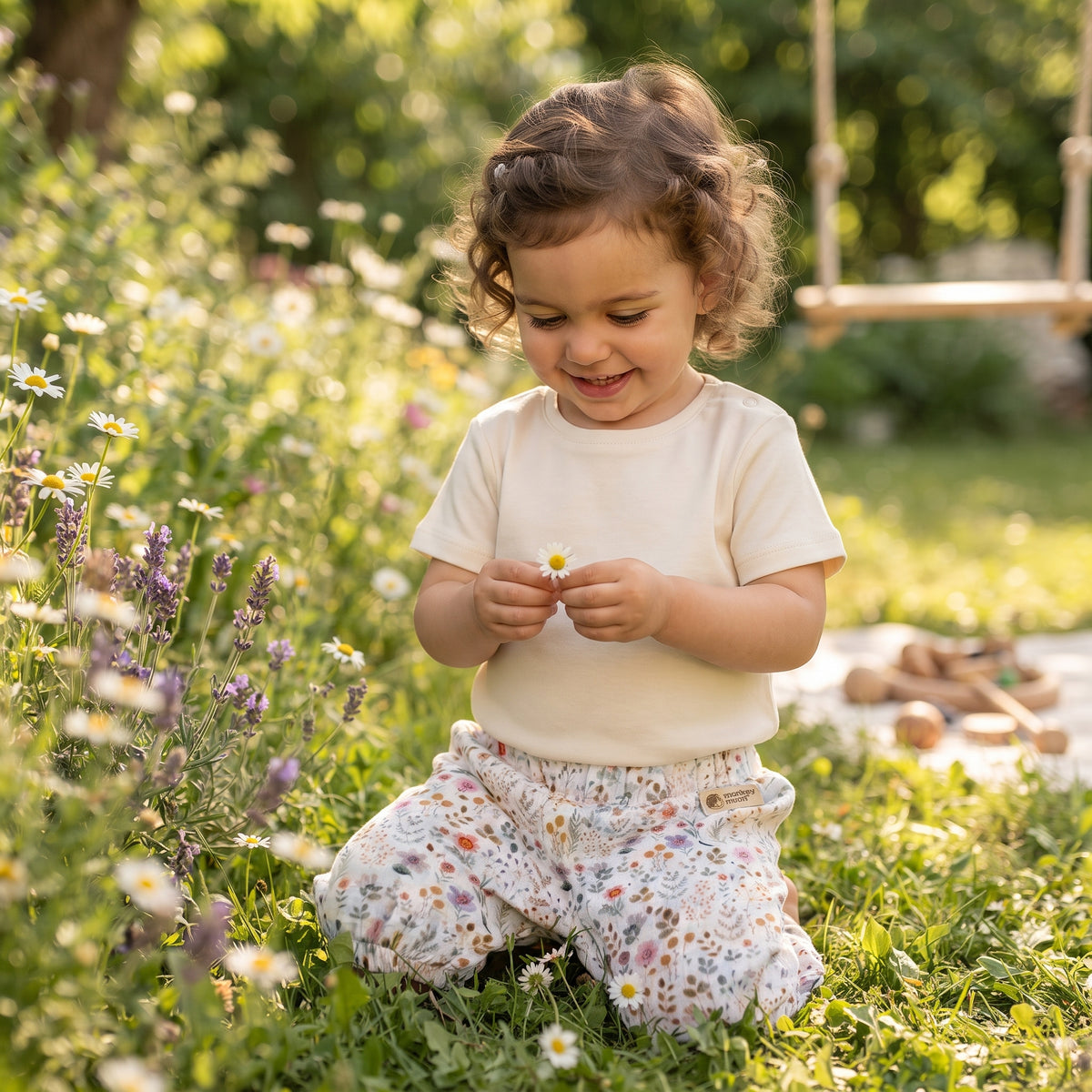 Short en mousseline Monkey Mum® - Prairie fleurie