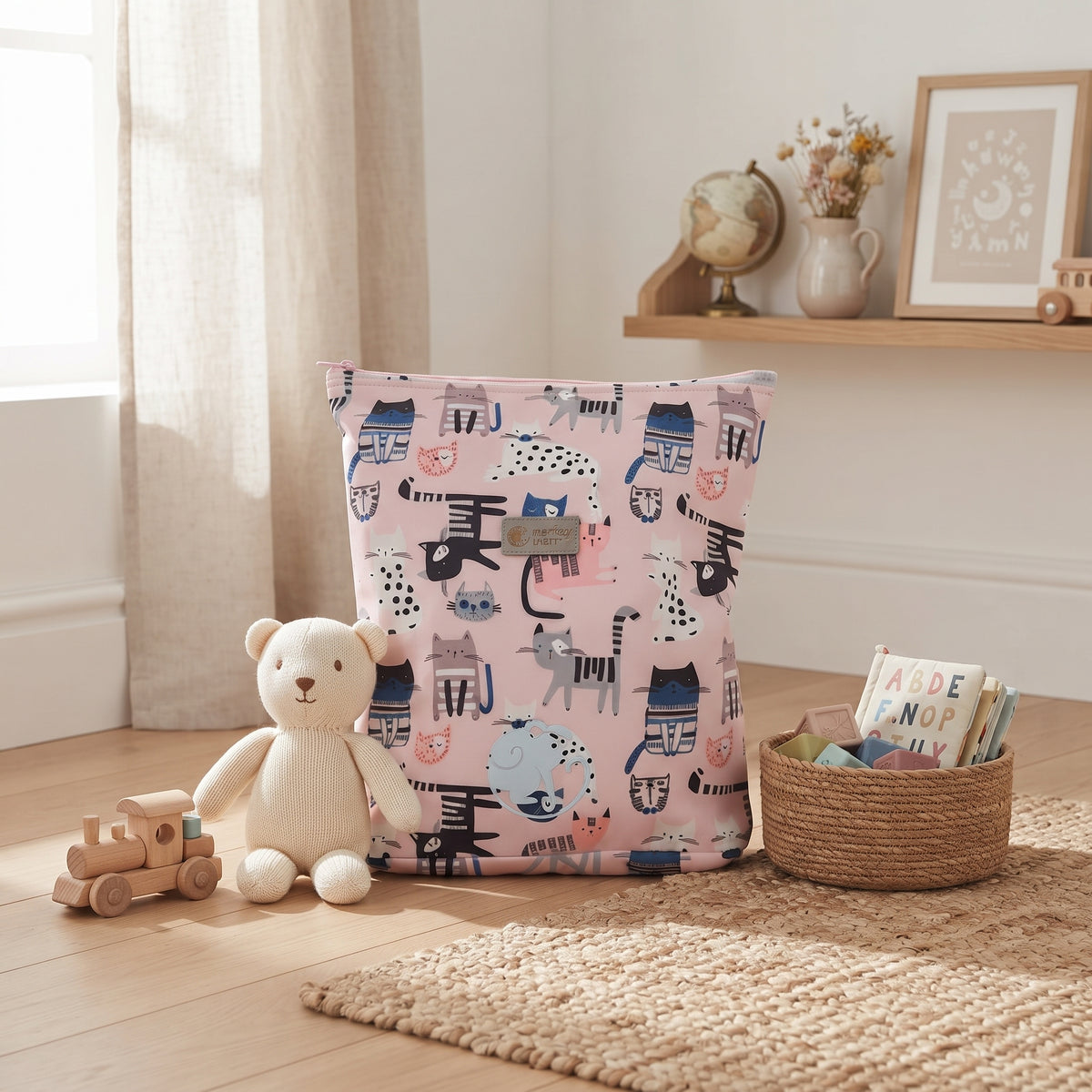 Petit sac à dos softshell pour enfant Monkey Mum® - Chats - Rose
