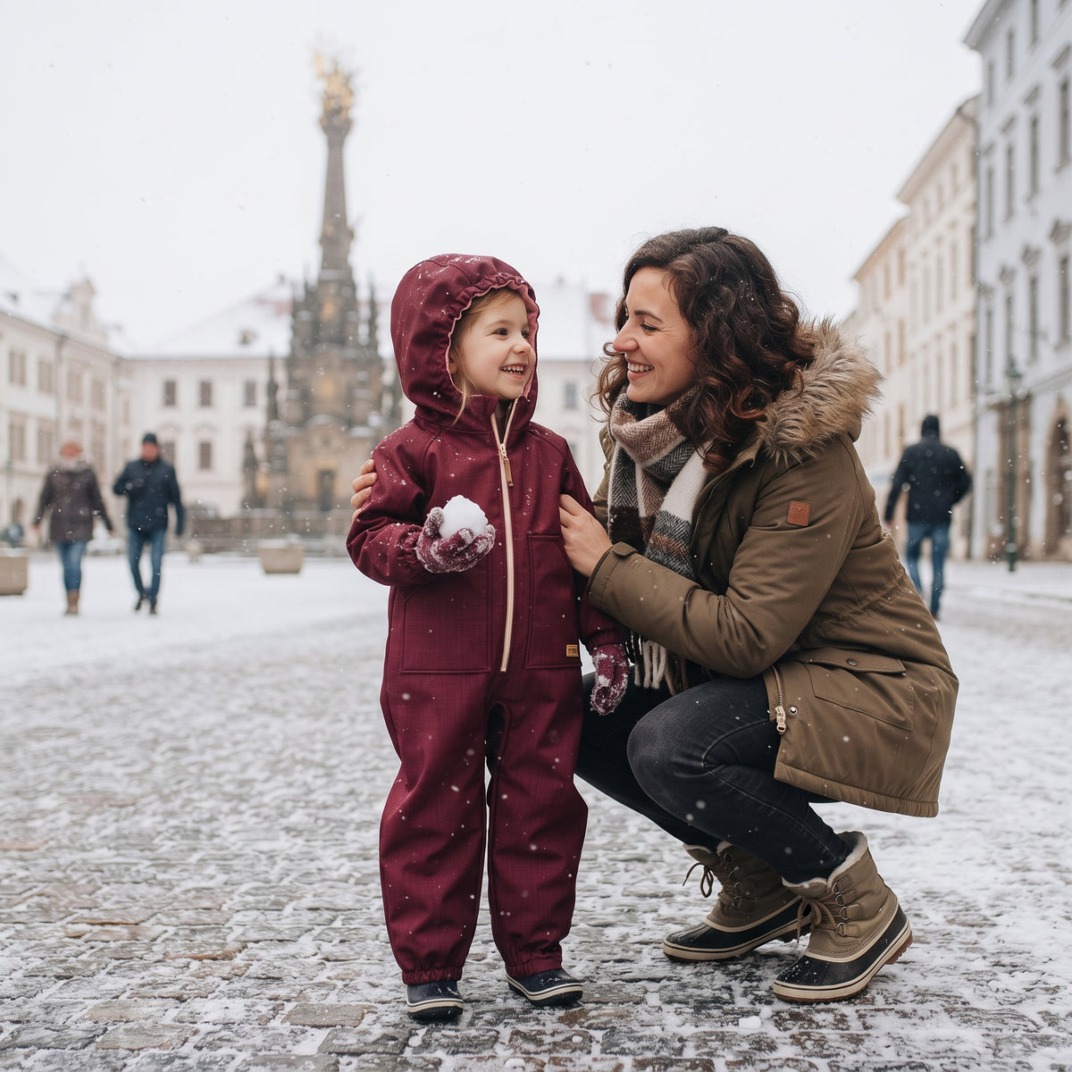 Monkey Mum® Combinaison d’hiver softshell pour enfants avec doublure en mouton - Petit Chaperon rouge bordeaux - taille 98/104, 110/116