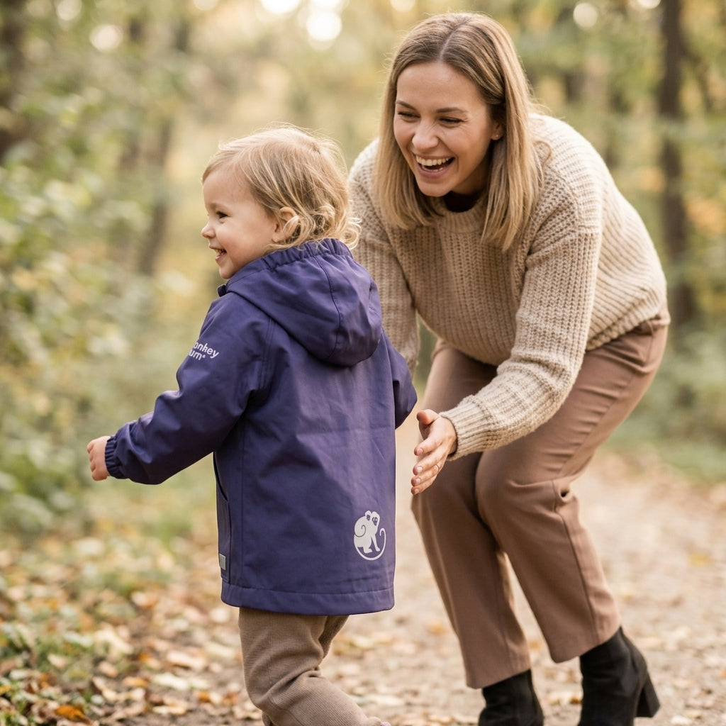 Monkey Mum® Windjack met raglanmouwen - Donkerpaars