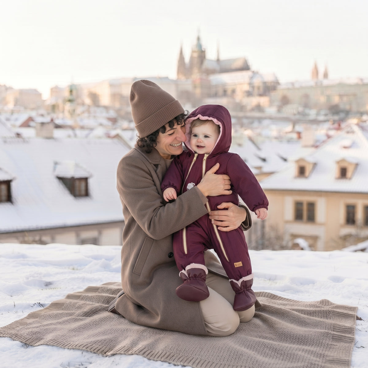 Monkey Mum® Kinder-winter-softshellpak met teddyfleece - Bordeaux Roodkapje - maat 62/68, 74/80
