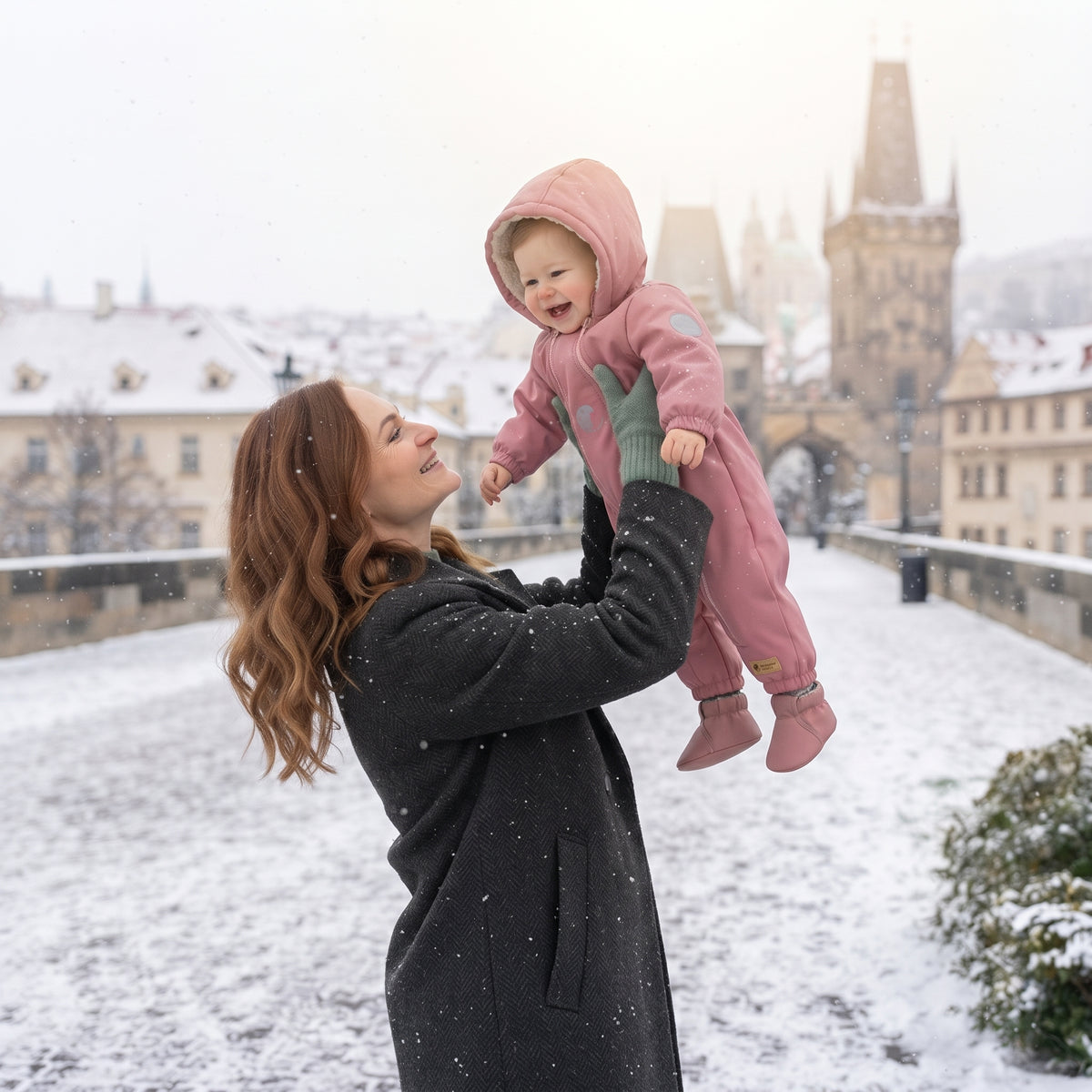 Monkey Mum® Kinder-winter-softshellpak met teddyfleece - Roze schaapje - maat 62/68, 74/80