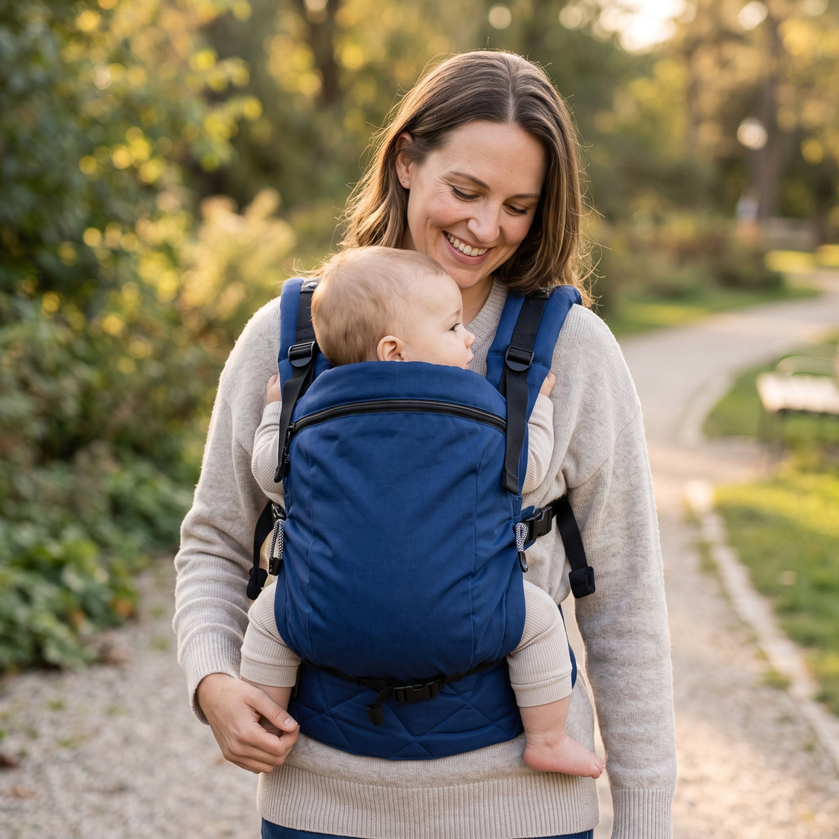 Monkey Mum® Porte-bébé évolutif ergonomique Carrie - Bleu marine