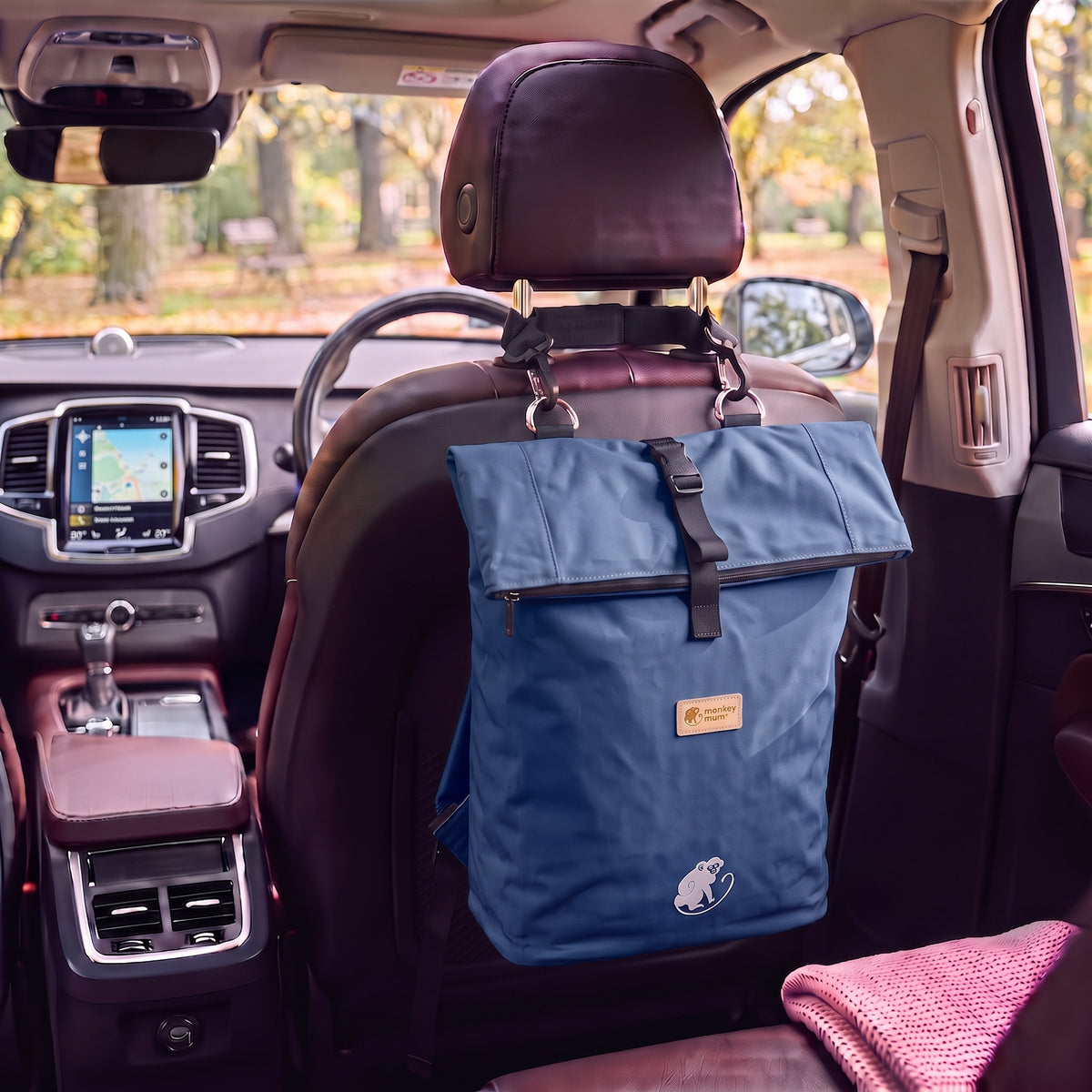Monkey Mum® Sac à dos intégré en sergé pour porte-bébé Carrie - Bleu marine
