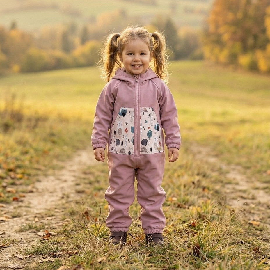 Monkey Mum® Combinaison softshell avec membrane – Animaux sucrés - taille 98/104, 110/116