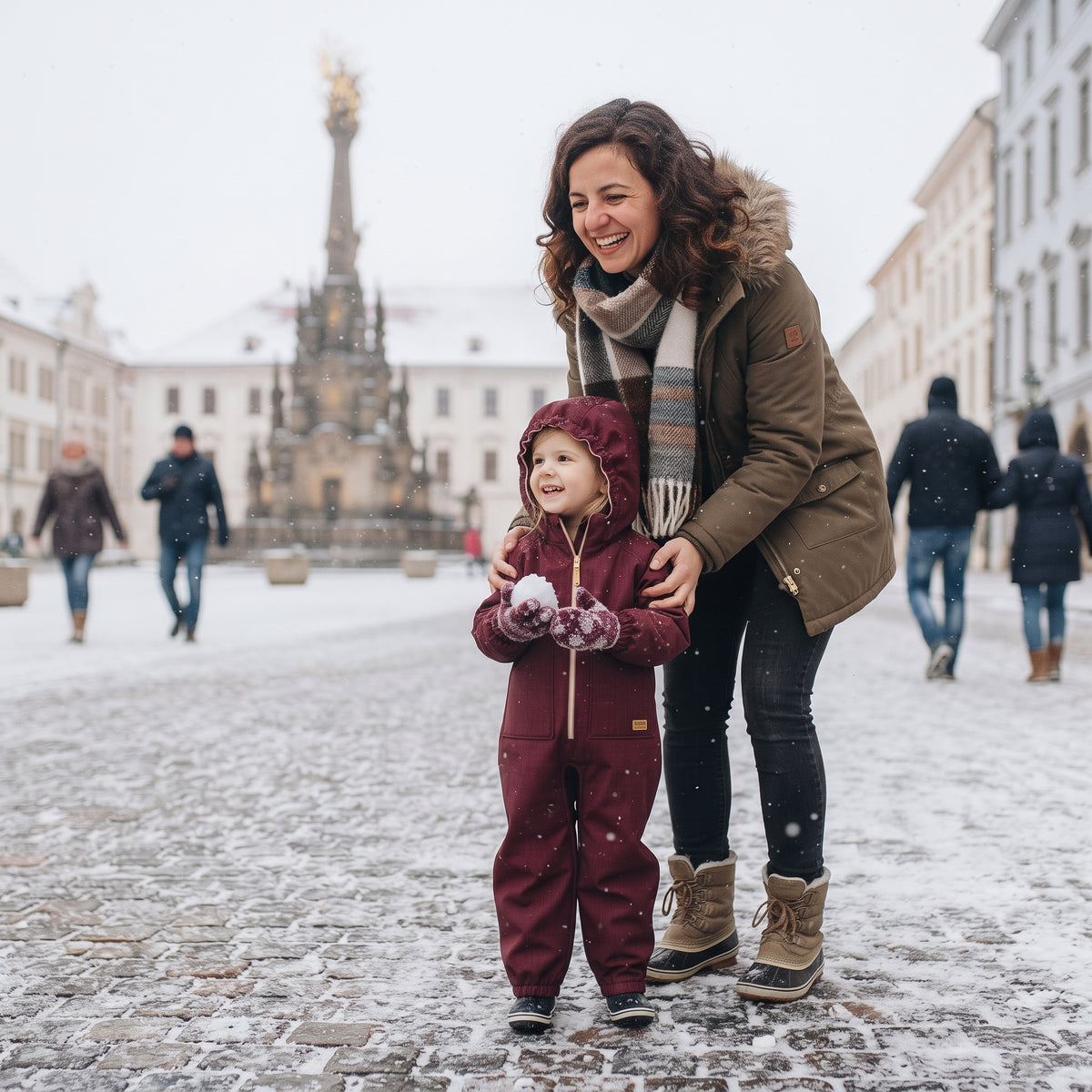 Monkey Mum® Combinaison d’hiver softshell pour enfants avec doublure en mouton - Petit Chaperon rouge bordeaux - taille 98/104, 110/116
