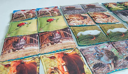 MyMoo Memoryspel van textiel - set van 16 paar - Dieren, bundel