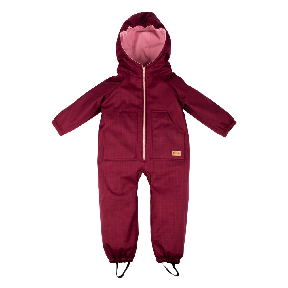 Monkey Mum® Kinder winter-softshelloverall met teddyvoering - Bordeauxrood Roodkapje - maat 98/104, 110/116