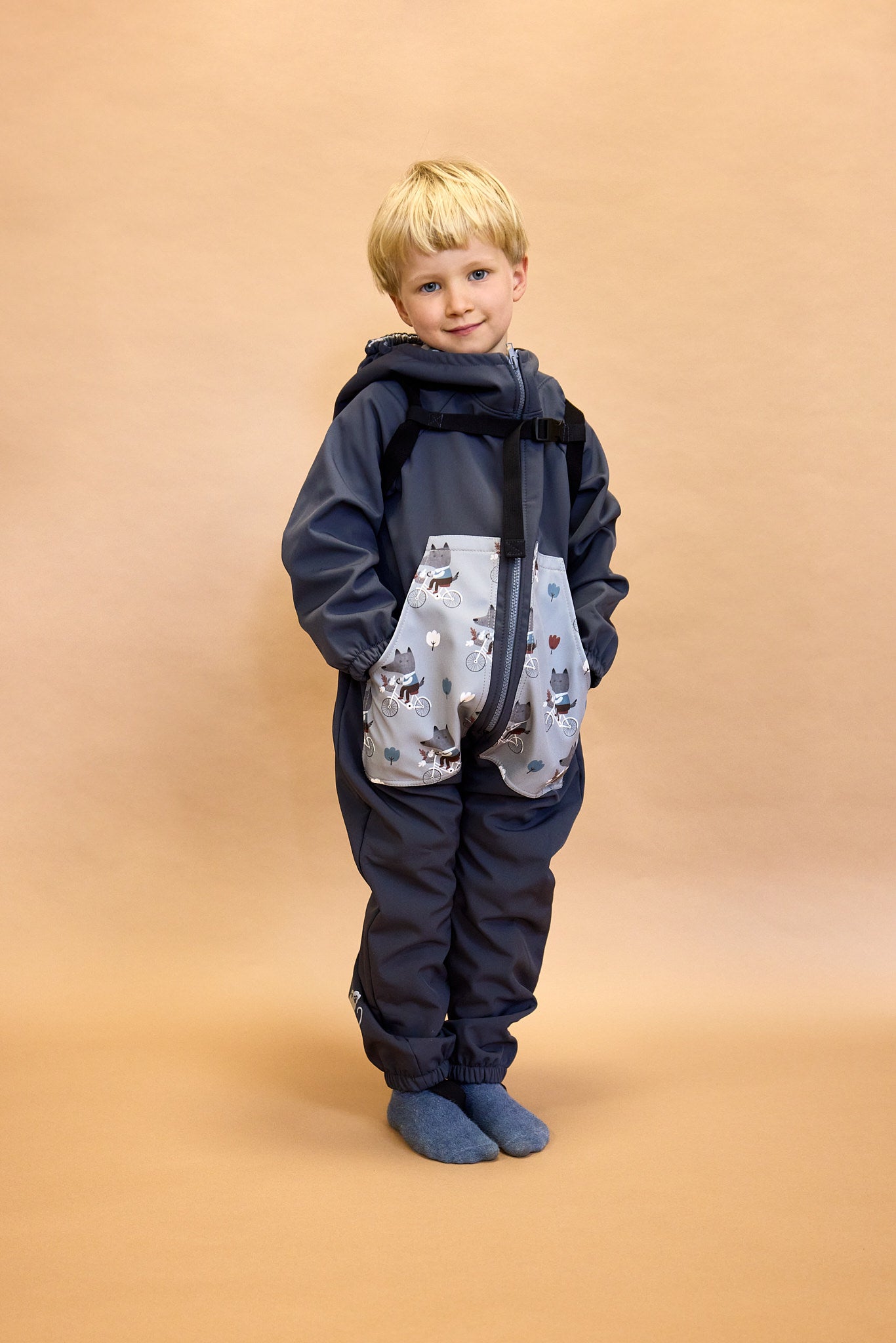 Monkey Mum® Softshelloverall met membraan – Suikerdiertjes - maat 62/68, 74/80