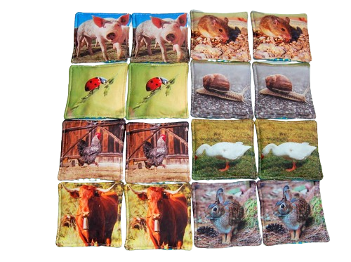 MyMoo Memoryspel van textiel - set van 8 paar - Natuur, set 1