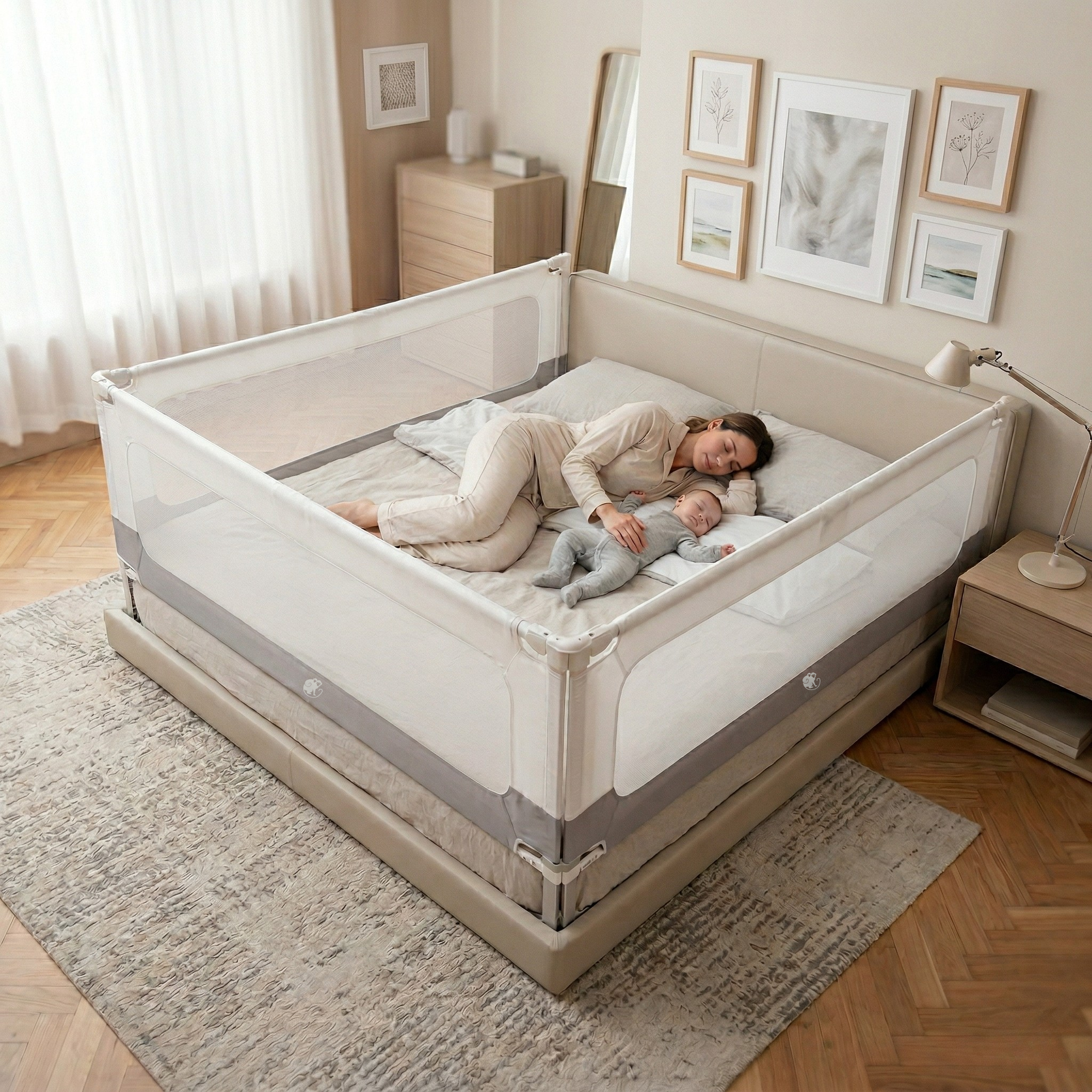 Barrière de lit et parc Monkey Mum® 2 en 1 Smart - déballé